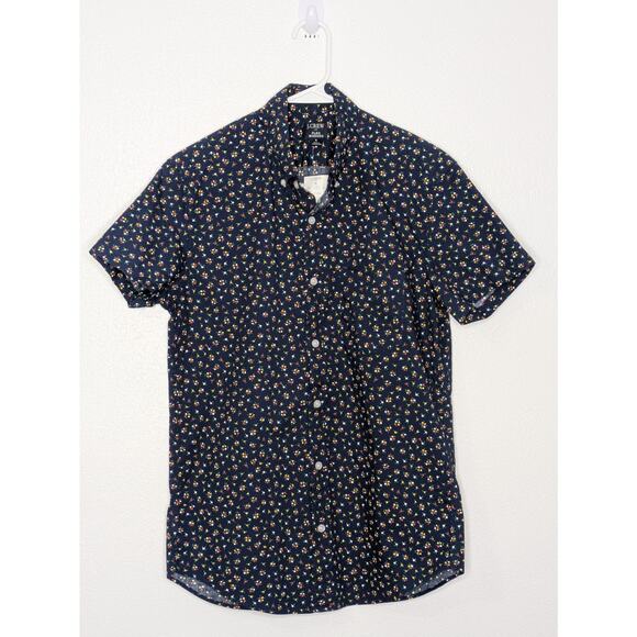 J. Crew Factory Other - J.crew Flex Washed Blue Floral Print Slim Button Down Short Sleeve Men Size S